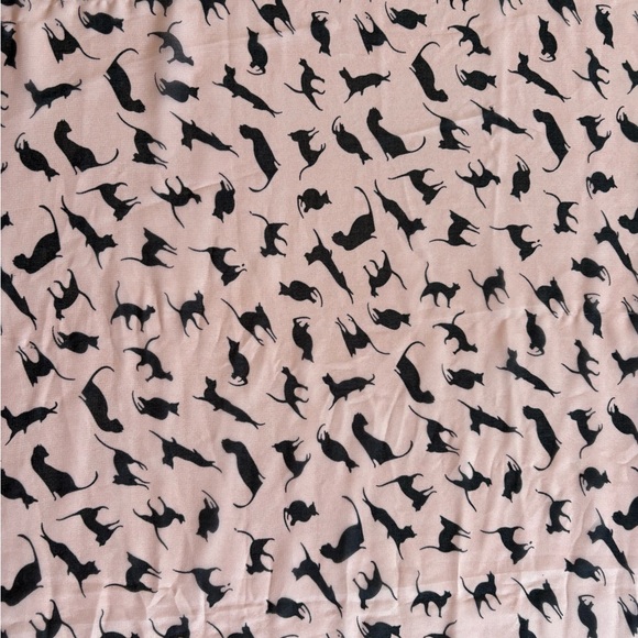 Ballet Pink & Black Cat Silouette Print Scarf Sheer Lightweight Chiffon Cat Lady - Picture 3 of 7